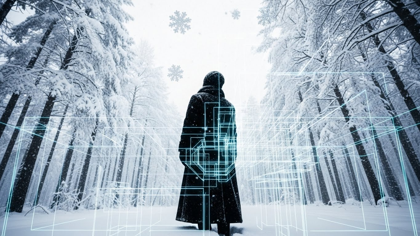 Silence is the blueprint for growth in a quiet winter forest.