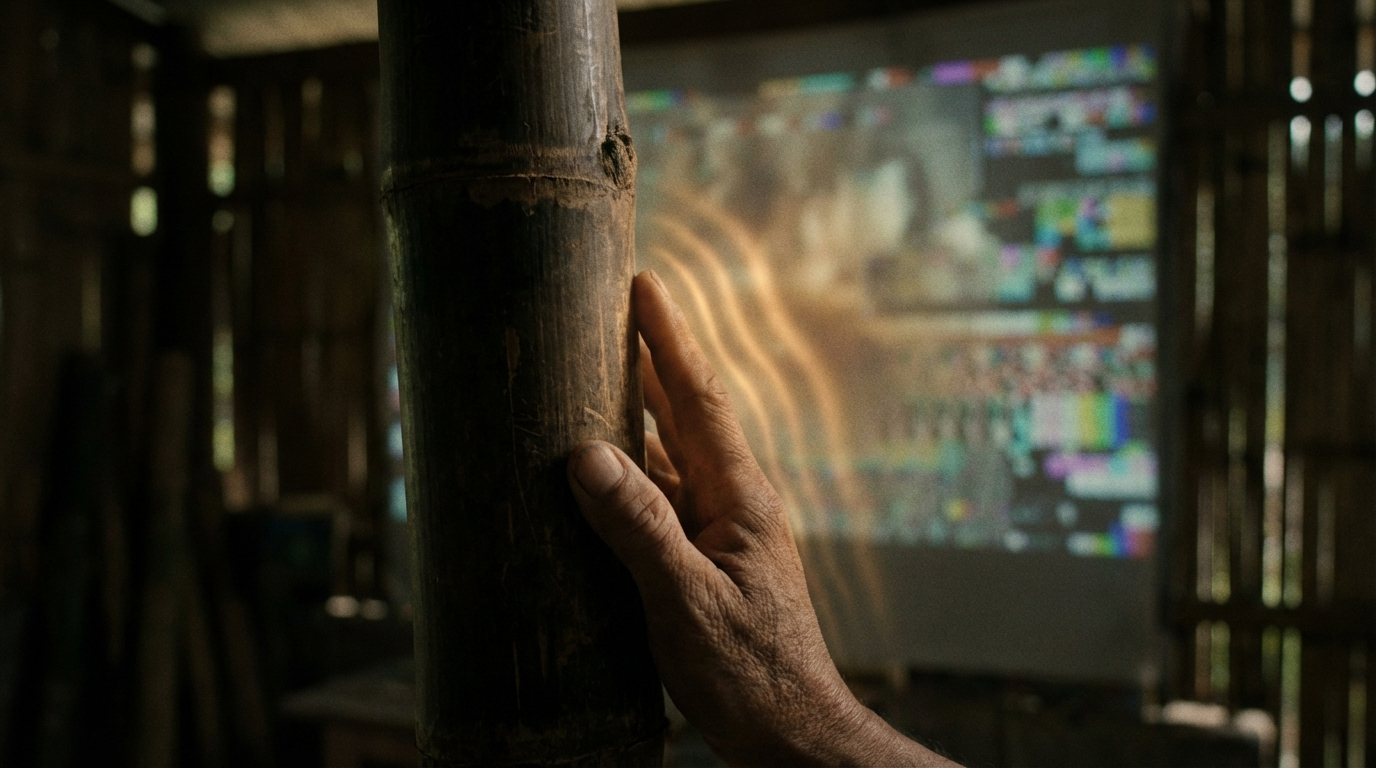 A visual representation of using organic resonance and somatic grounding to clear modern tech frequency stress.