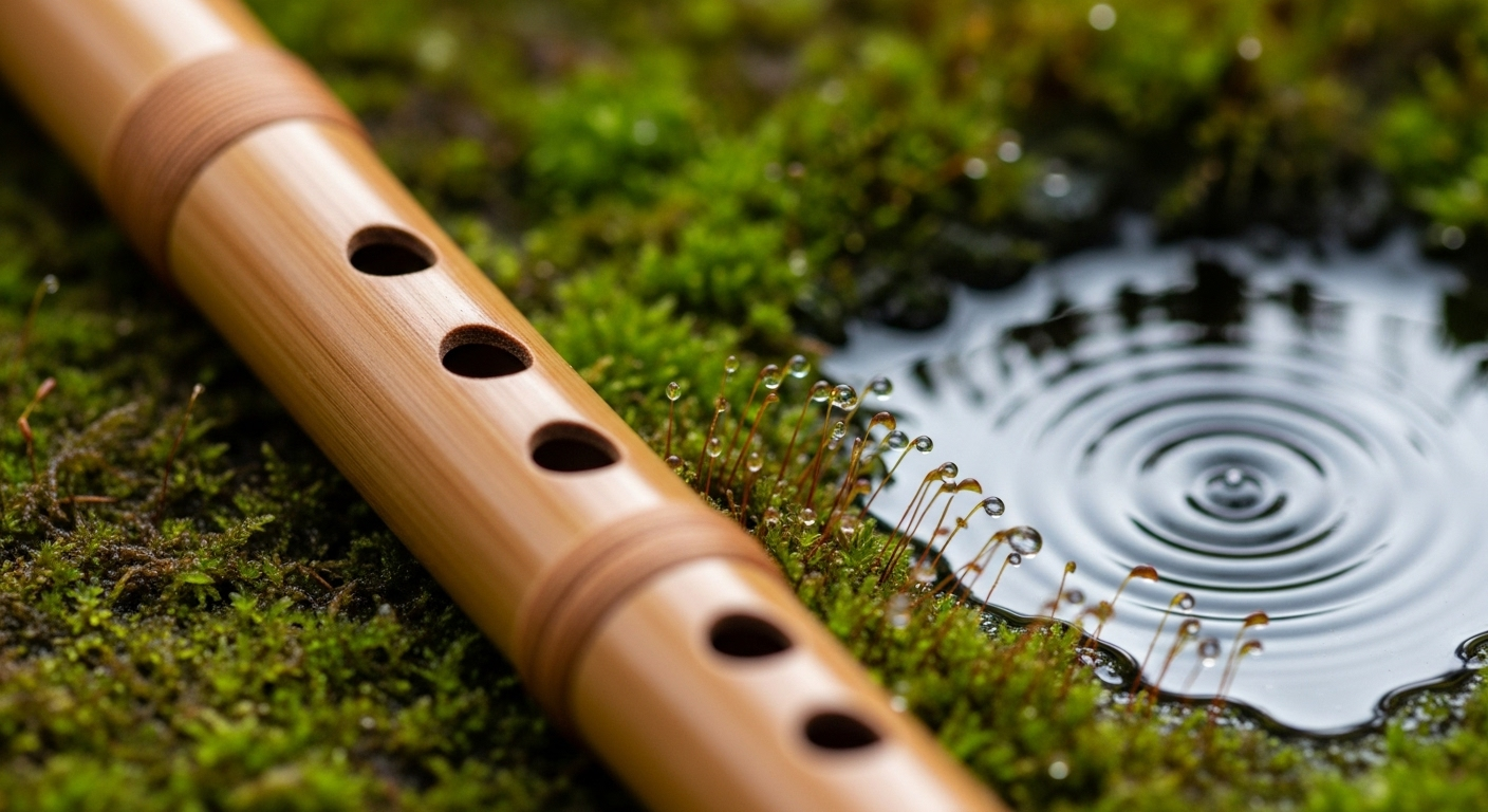 Bamboo flute and rain for somatic grounding to stop a panic attack.
