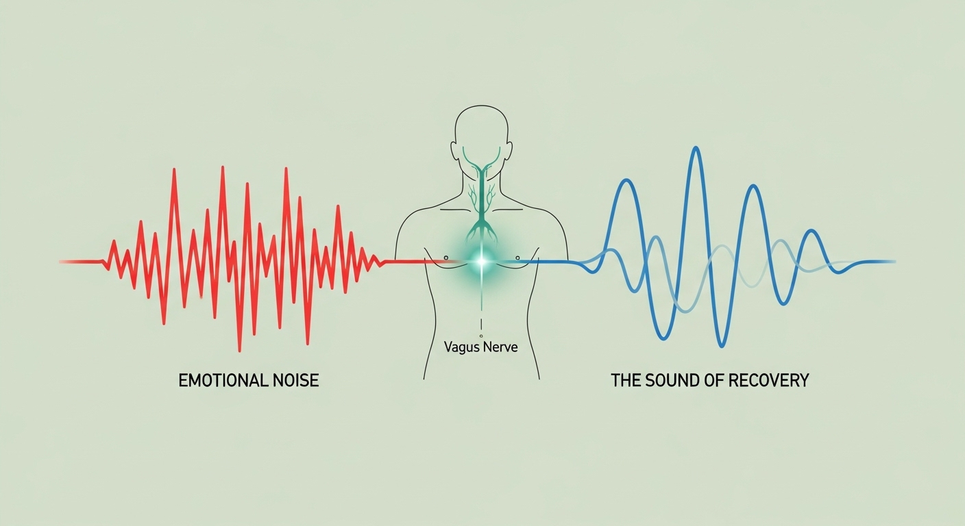Infographic showing how the sound of recovery regulates the nervous system.