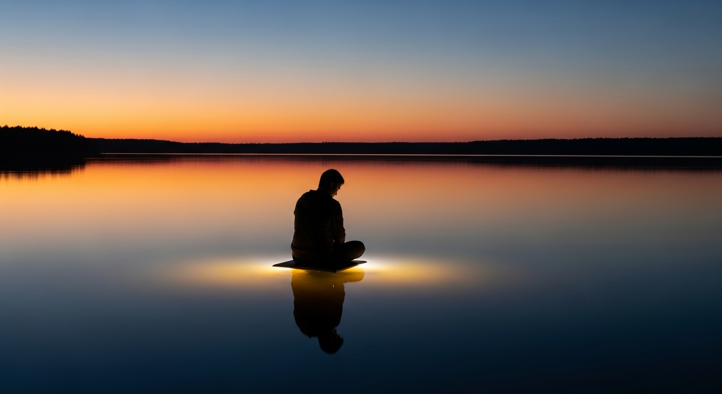 A person discovering their authentic identity through silence and reflection.