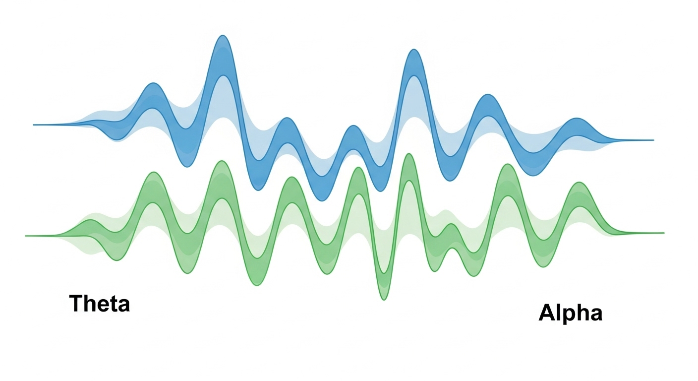 A diagram showing how to clear mental chaos with silence by shifting brain wave states.