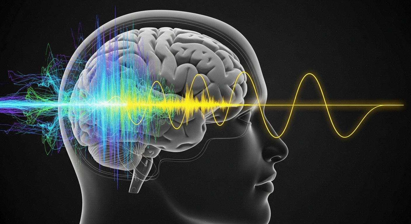 A visual representation of brain entrainment and brainwave locking.