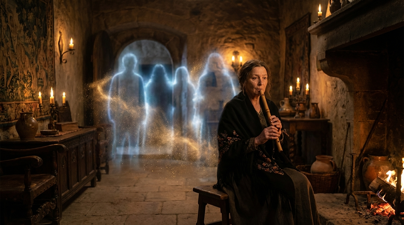 A woman healing ancestral noise through somatic frequency and sound.