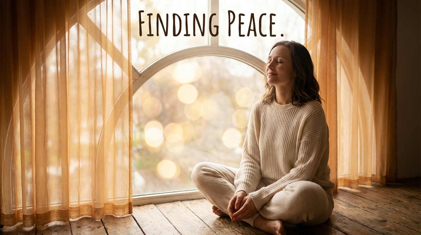 A woman practicing stillness and self-awareness as she begins to heal from high-functioning anxiety