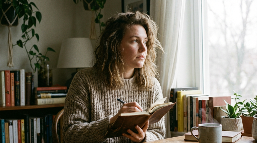 A person standing peacefully at dawn, symbolizing the shift to self-validation over approval.