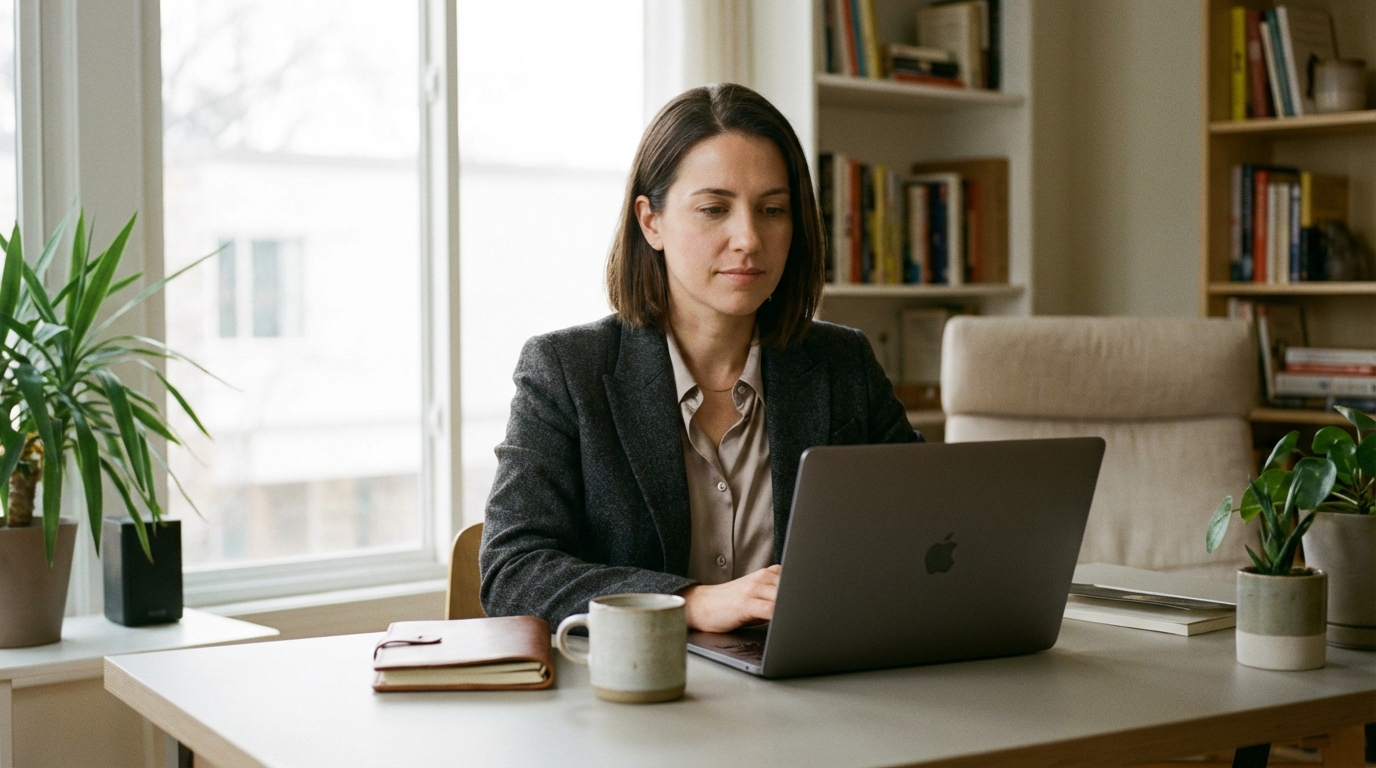 The Toxic Magnet: Why Being a Fixer Destroys Your Career 1 A woman realizing that being a workplace fixer destroys your career and choosing to set boundaries.